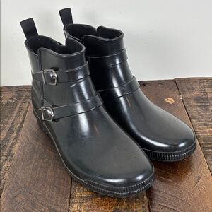 Cougar Black Women’s 8 High Ankle Rain Boots Black Buckle